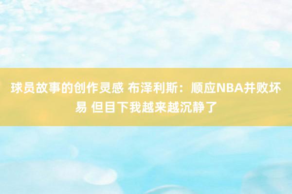 球员故事的创作灵感 布泽利斯：顺应NBA并败坏易 但目下我越来越沉静了