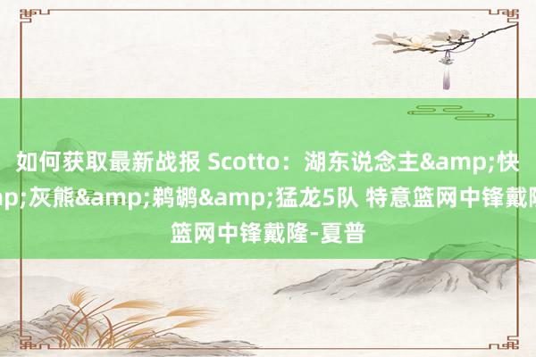 如何获取最新战报 Scotto：湖东说念主&快船&灰熊&鹈鹕&猛龙5队 特意篮网中锋戴隆-夏普