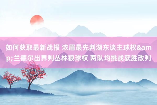 如何获取最新战报 浓眉最先判湖东谈主球权&兰德尔出界判丛林狼球权 两队均挑战获胜改判